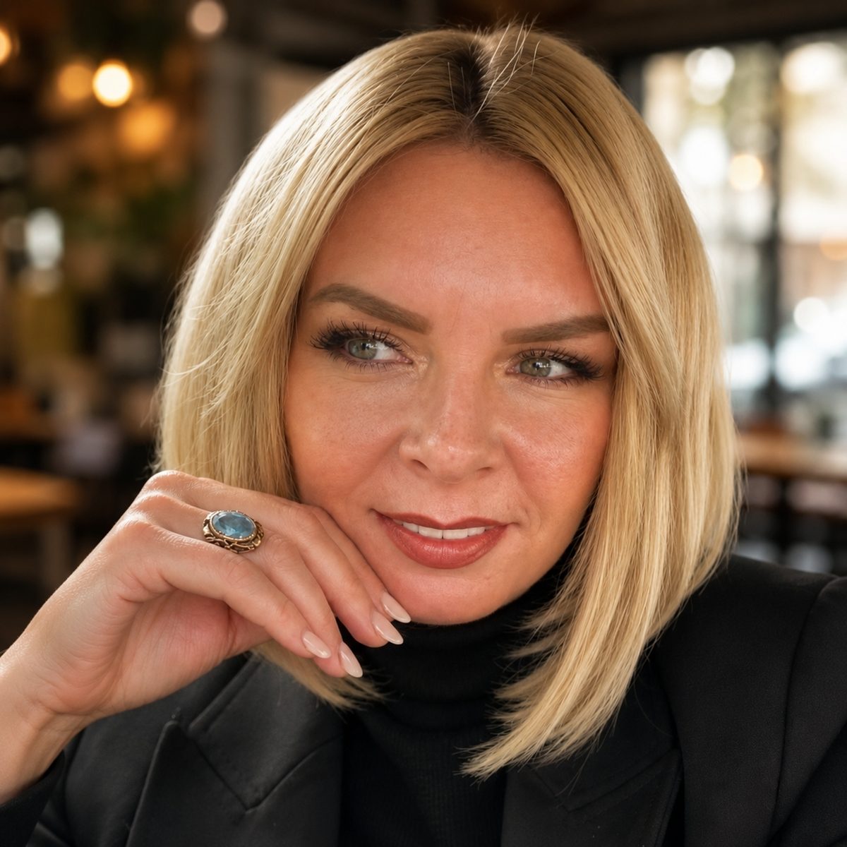Daria Pfeiffer im schwarzen Cape
